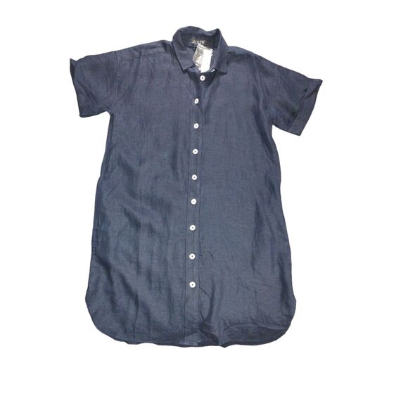 J. Crew Dresses & Skirts - J Crew Shirtdress Oversized Linen Baird McNutt Womens Small Navy Grandmacore NWT